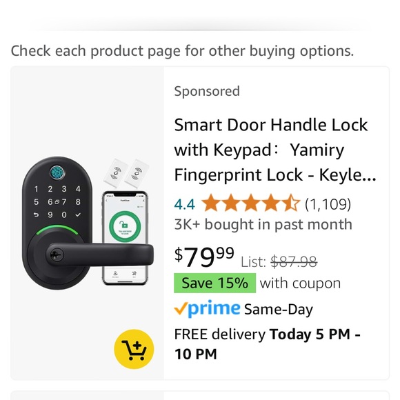 Yamiri Smart Lever with Handle-Keyless Entry Door Lock Fingerprint New In Box - Picture 5 of 5